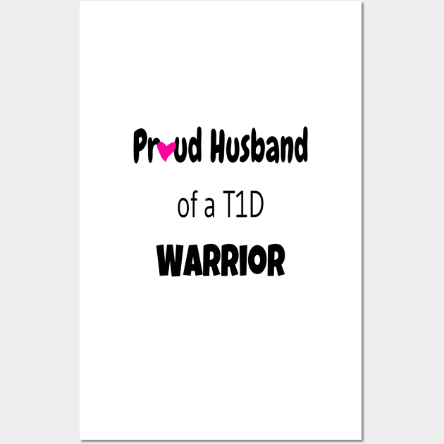 Proud Husband Black Text Pink Heart Wall Art by CatGirl101